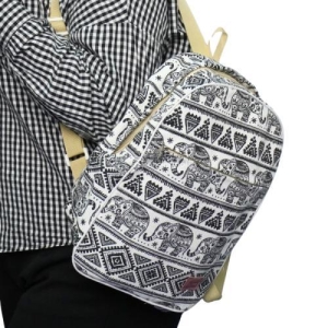Tas Ransel Kanvas Motif Gajah Etnik