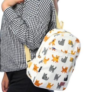 Tas Ransel Kanvas Motif Kucing