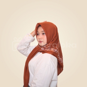 Jilbab Lukis Paris Premium Warna Coklat