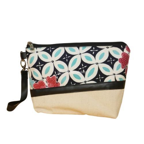 Handbag Batik Cap Motif Kawung Kombinasi Goni dan Kulit Sintesis