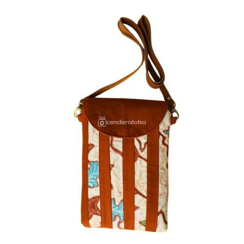 Pouch Batik Cap Kombinasi Kulit Sintesis Orange