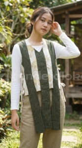 Vest Lurik Mix Batik Hijau