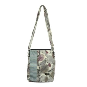 Tas Selempang Baby Canvas Ecoprint Motif Daun Kombinasi Lurik