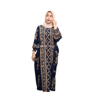 Daster Semi Kaftan Motif Warna Navy